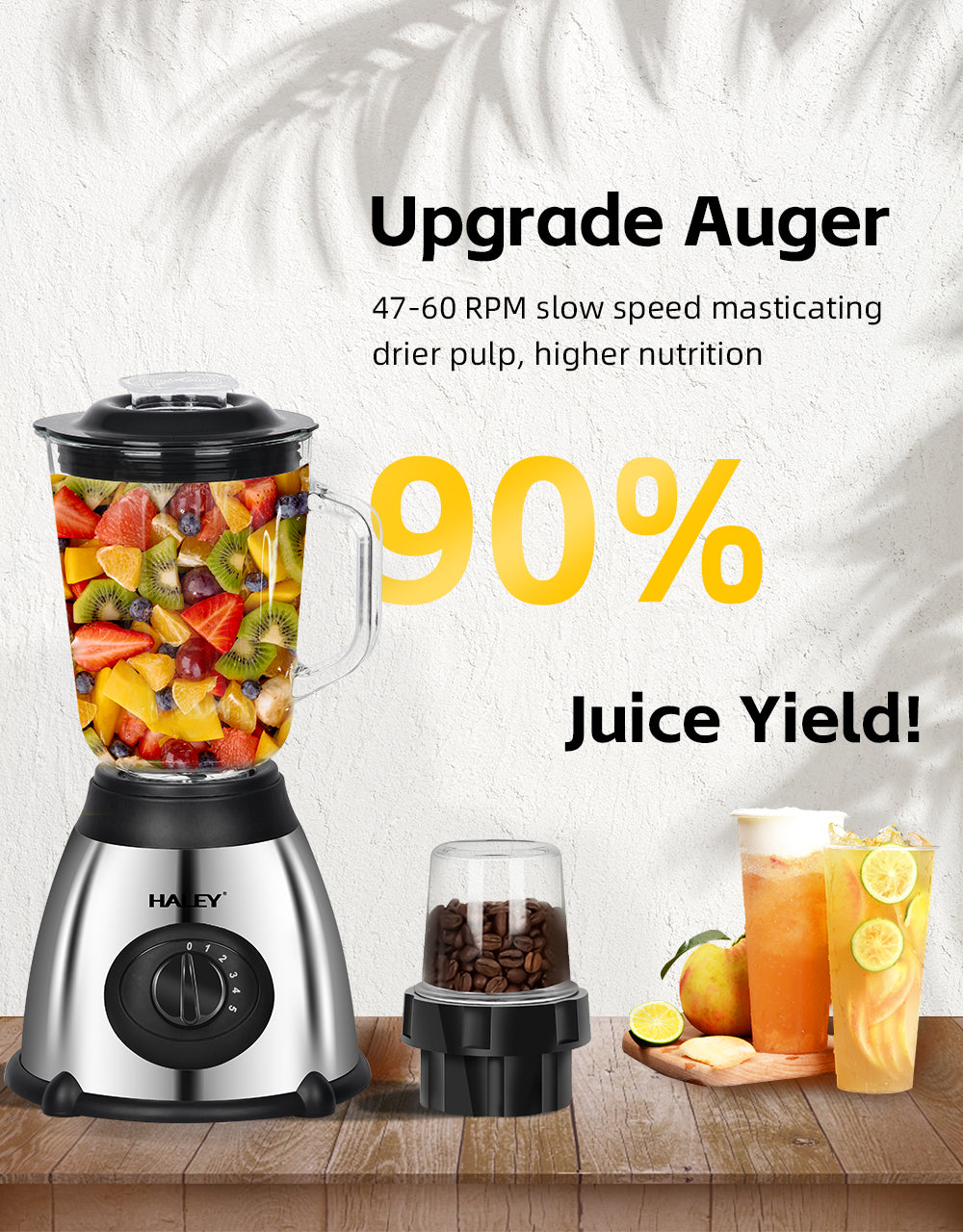 Blender Multifuncțional HALEY 1200W, Capacitate 1.5L, Motor Puternic, Design Compact și Versatil
